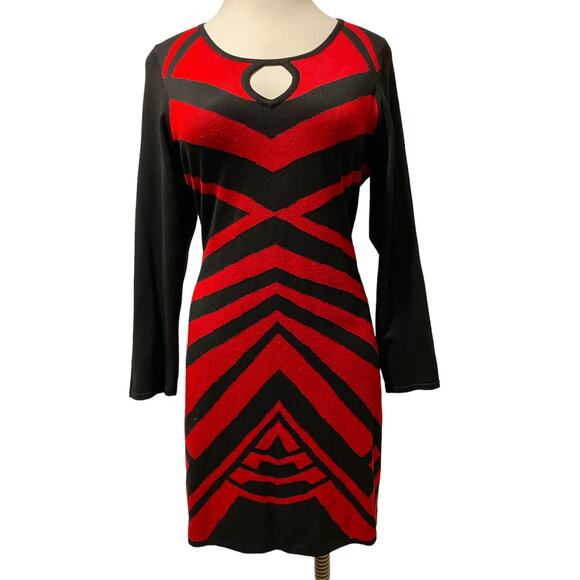 Derek Heart Size 2X Red Print Sweater Dress - Picture 2 of 6